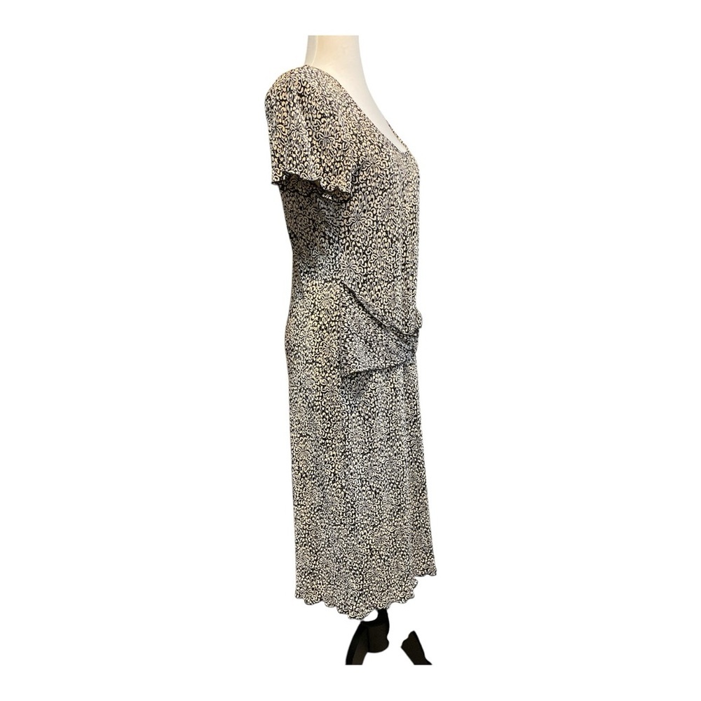 Dress Barn dress self belt twisted at hip short sleeve black tan  no wri… - Picture 2 of 12